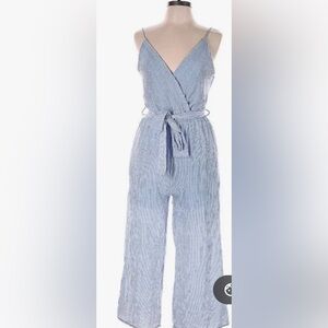 Elegant Blue Striped Jumpsuit
